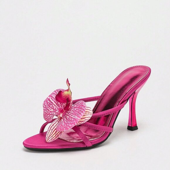 Hot Pink Sexy Women's Metallic High Heel Stiletto Sandals - Picture 7 of 9